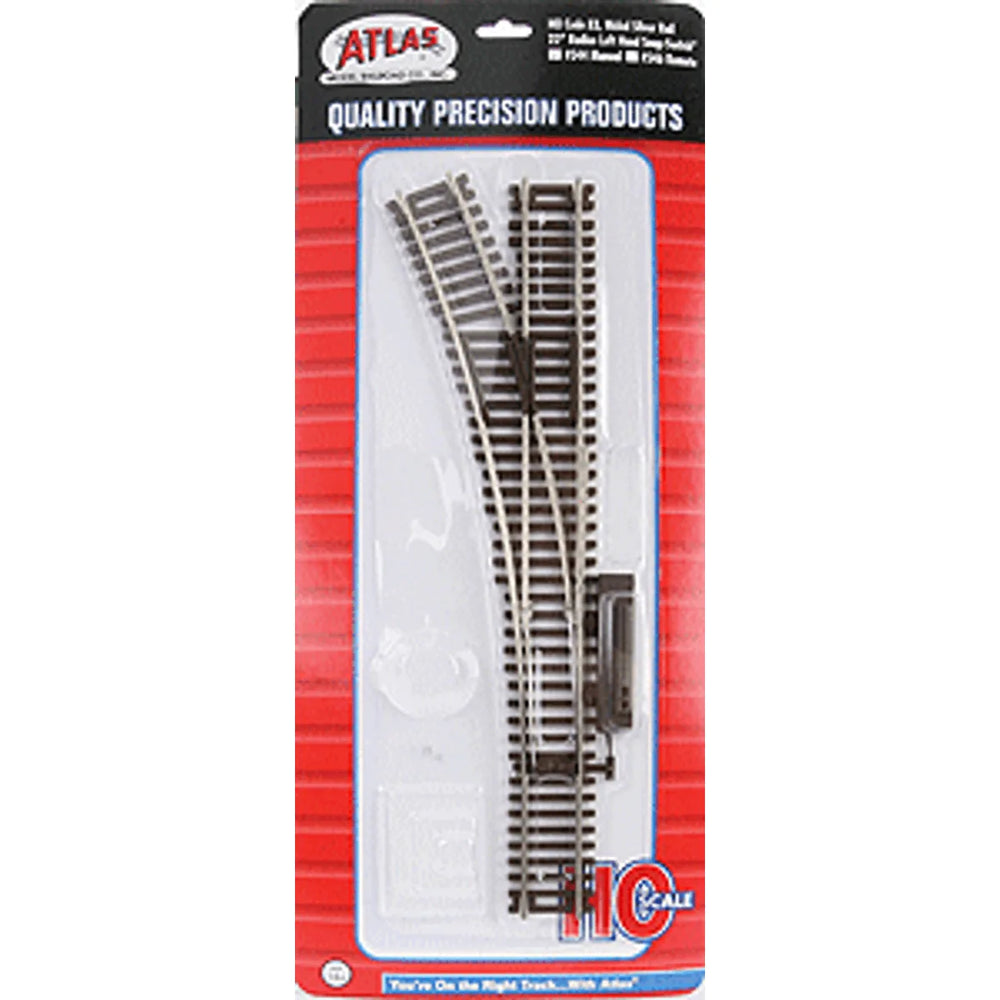 Atlas 546 HO Code 83 22" Radius Left Hand Remote Snap Switch Track Brown Ties Nickel Silver