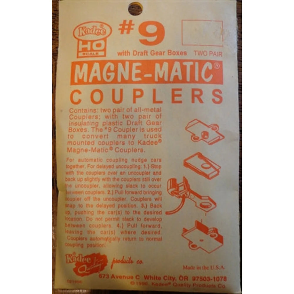 Kadee #9 HO Magne-Matic Metal Coupler Medium 9/32" Centerset Shank w/#232 Draft Gear Boxes 2 Pair