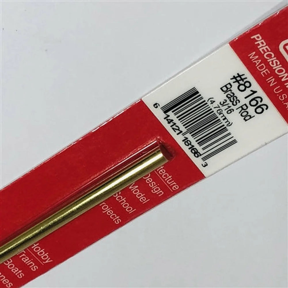K&S Precision Metals #8166 Tige en laiton massif de 3/16" x 12", sur carte, NIB