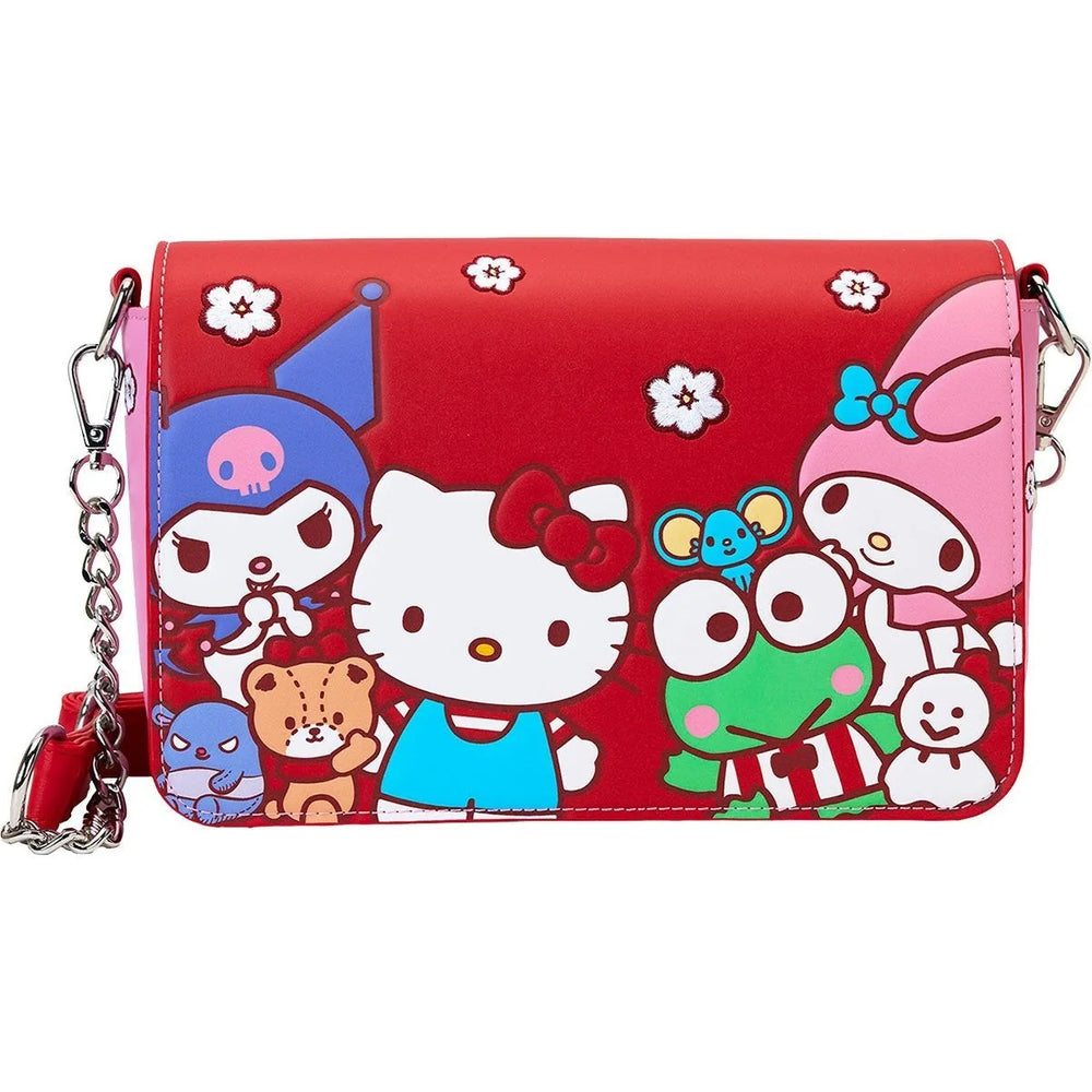 Sac bandoulière Loungefly Hello Kitty & Friends Rose et Rouge Bloc de Couleurs
