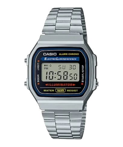 CASIO Classique Métal Vintage Argent Noir | A168W-1