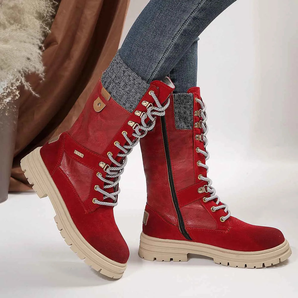Bottes décontractées mi-mollet pour femmes – Style mode à talon bas en similicuir