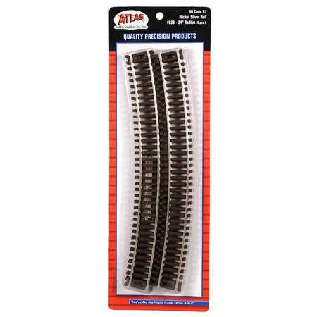 Atlas HO Code 83 24" Rayon Courbé Piste à Clipser Lièges Bruns Argent Nickel
