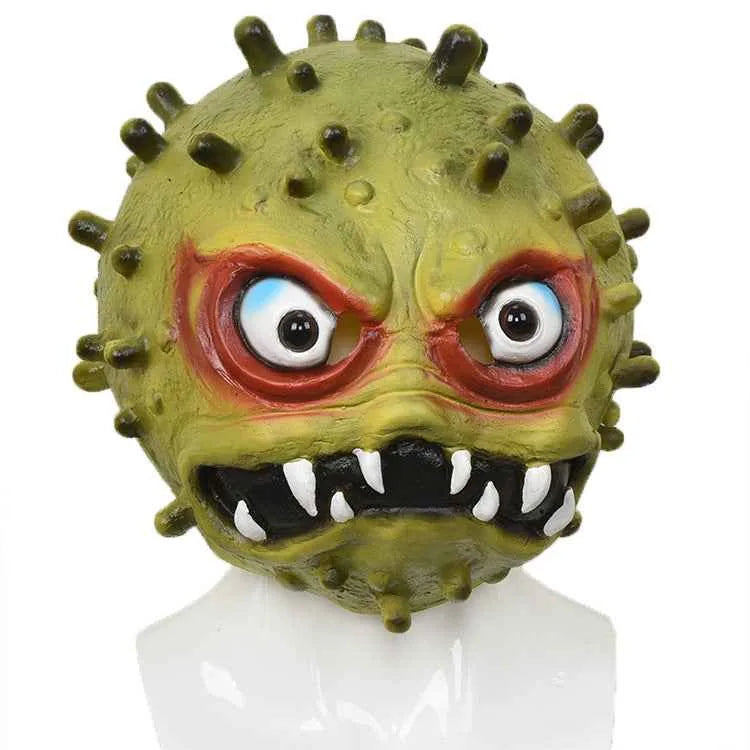 Masque d'horreur en latex pour Halloween – Tête virale pour cosplay et fêtes costumées