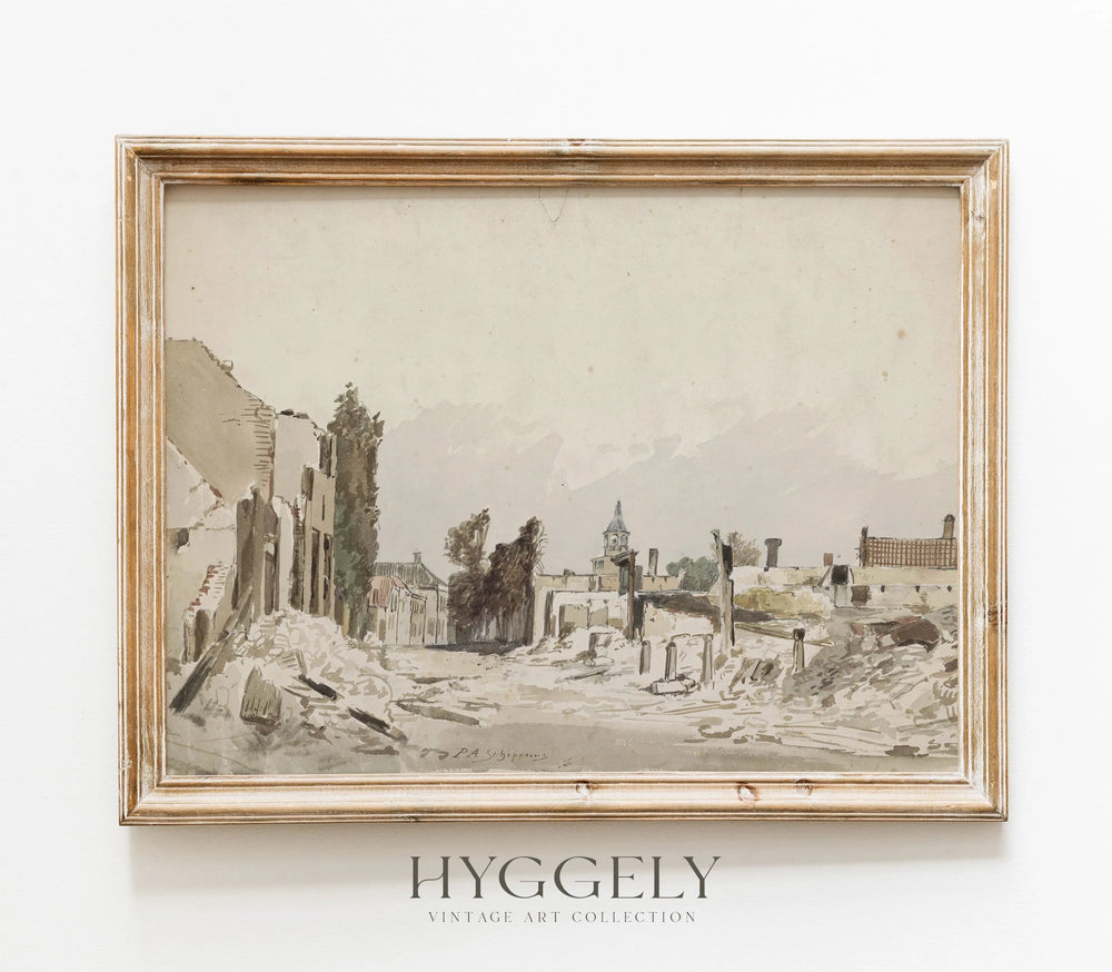 Impression d'art paysage neutre vintage L0113