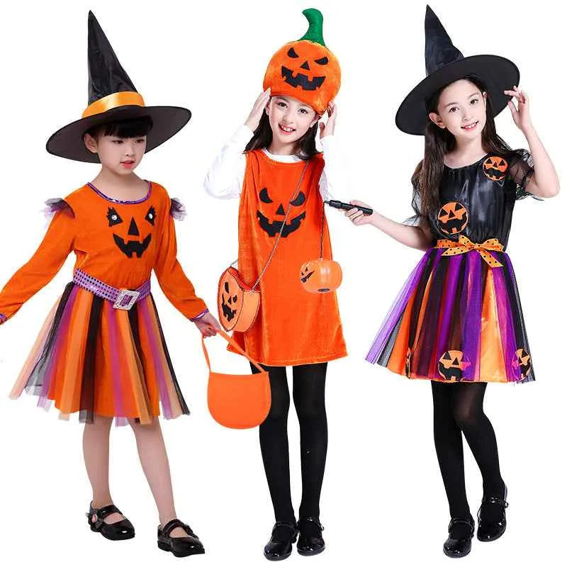 Girls Halloween Dance Costume – Pumpkin Dress Outfit for Kids Party Performance