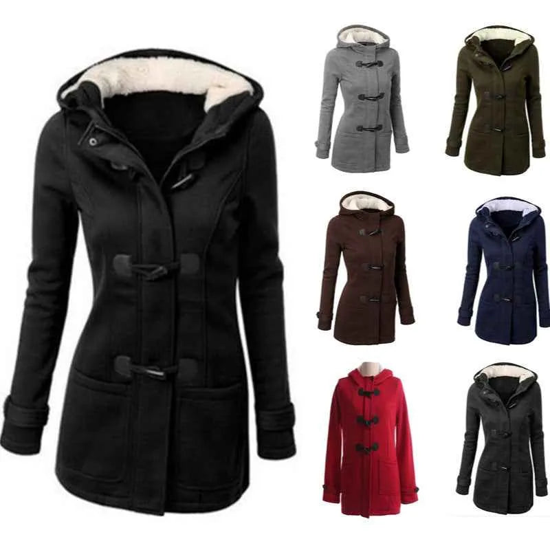 Manteau-chandail matelassé en coton à capuchon pour femmes