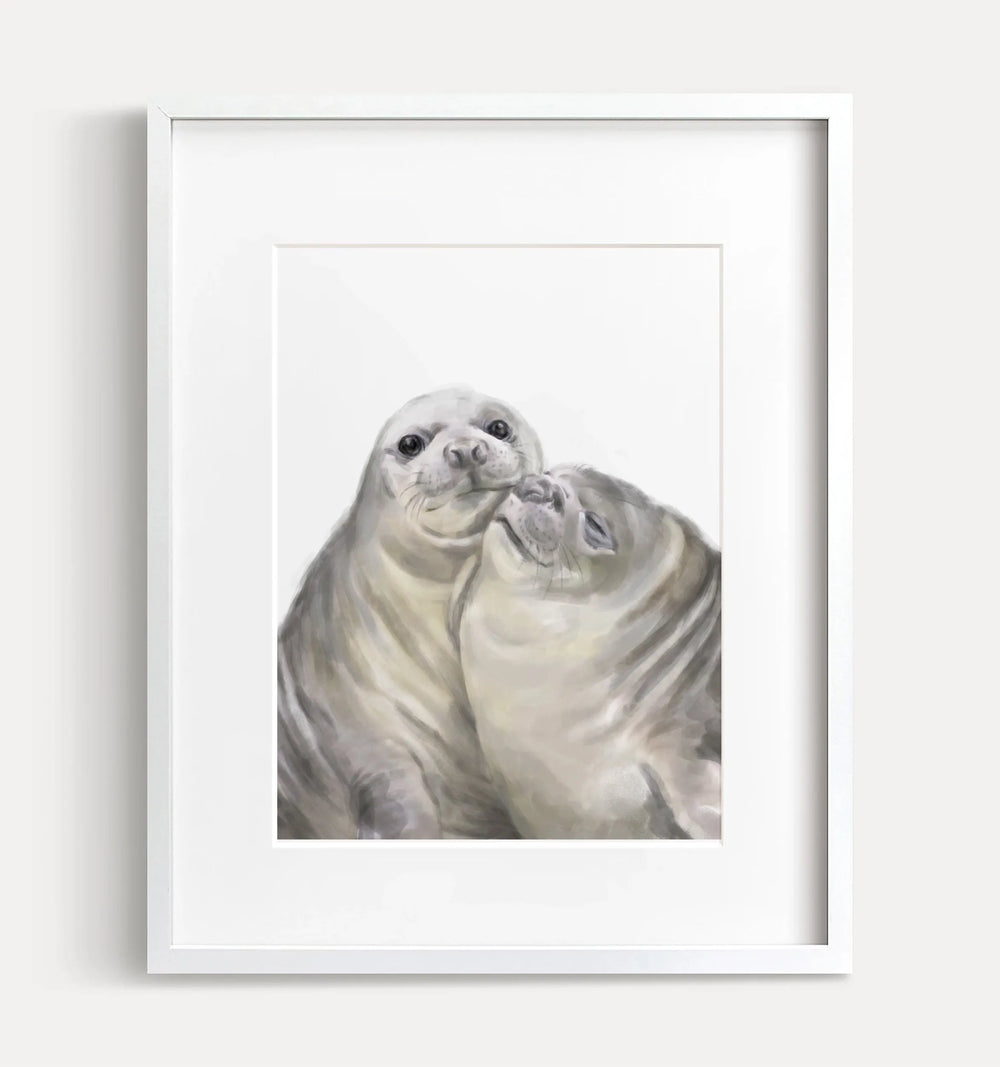 Tirage d'art « Baiser de phoque » : Cadeau d'anniversaire pour les amoureux des animaux