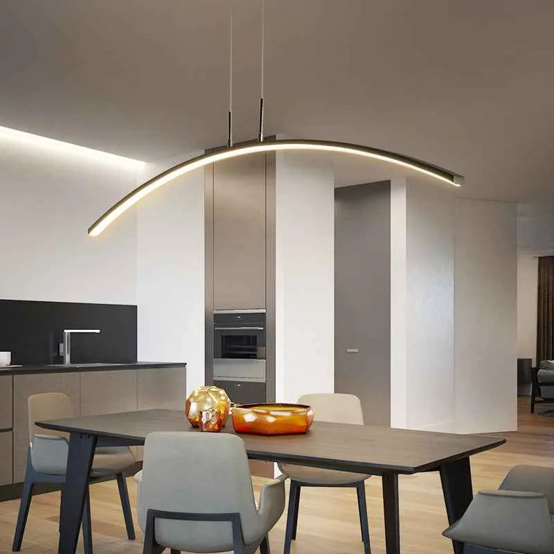 Lustre linéaire à DEL minimaliste – Suspension moderne pour salle à manger