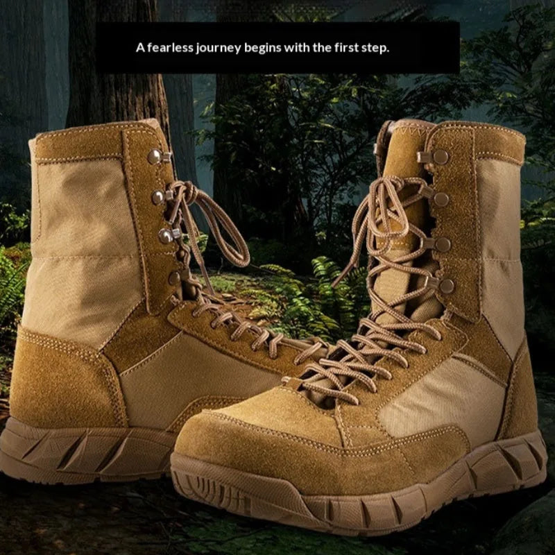 Bottes tactiques de combat d'extérieur pour hommes – Bottes de randonnée et de travail imperméables avec soutien de la cheville