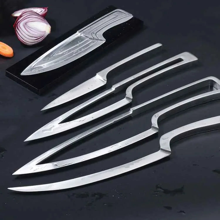 440C Stainless Steel Kitchen Knife Set – Chef, Fruit, Peeling & Slicing Knives with Holder