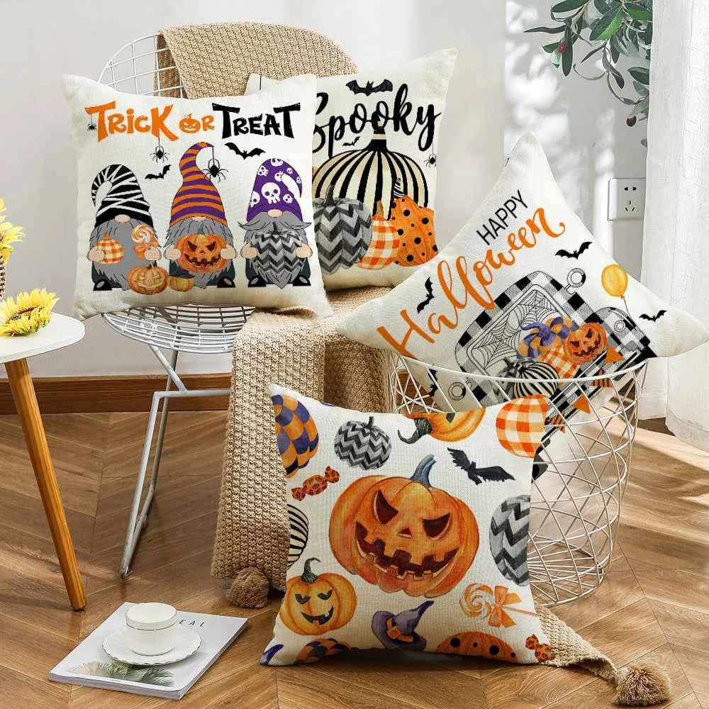 Housse de coussin décorative "Halloween Cartoon Car Pumpkin" – Style Nordique pour canapé, 45×45cm