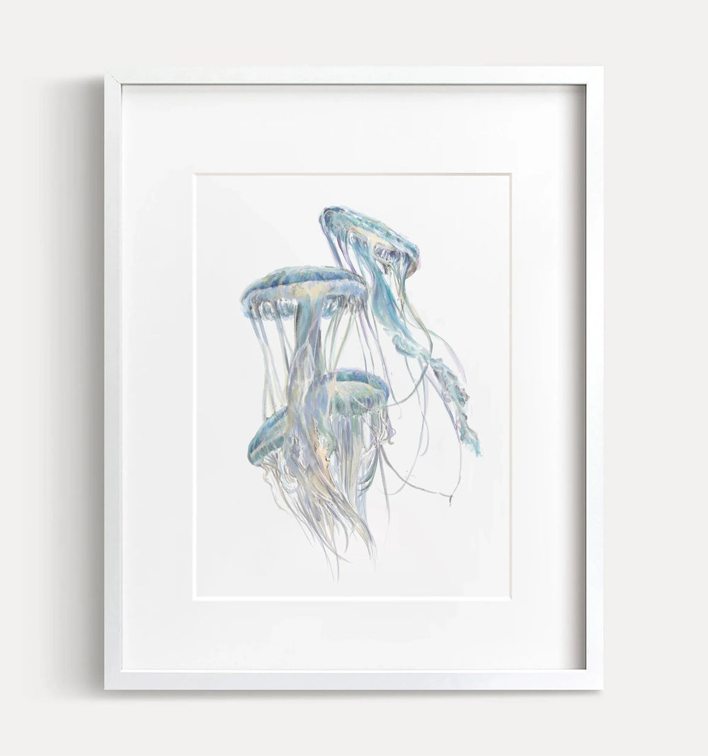 Art Mural Méduse | Peinture Aquarelle Moderne de l'Océan