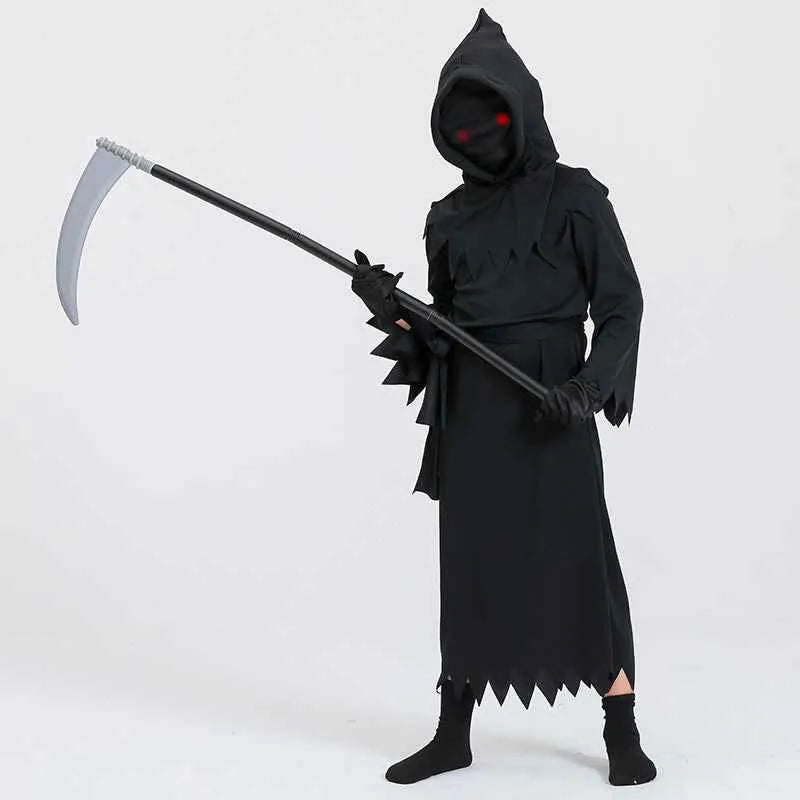 Children's Grim Reaper Halloween Costume – Hooded Cosplay Outfit for Boys & Girls