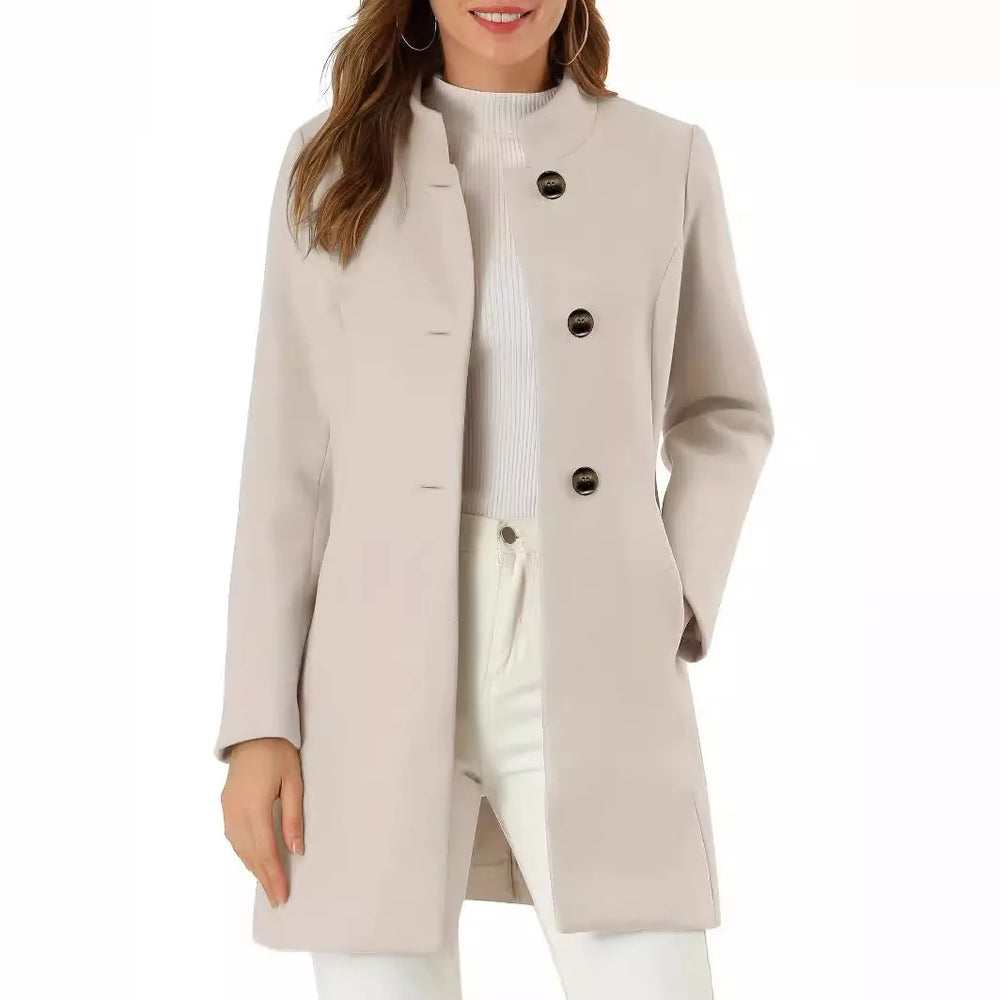 Manteau d'hiver uni pour femme – Veste décontractée et chaude pour automne et hiver à manches longues