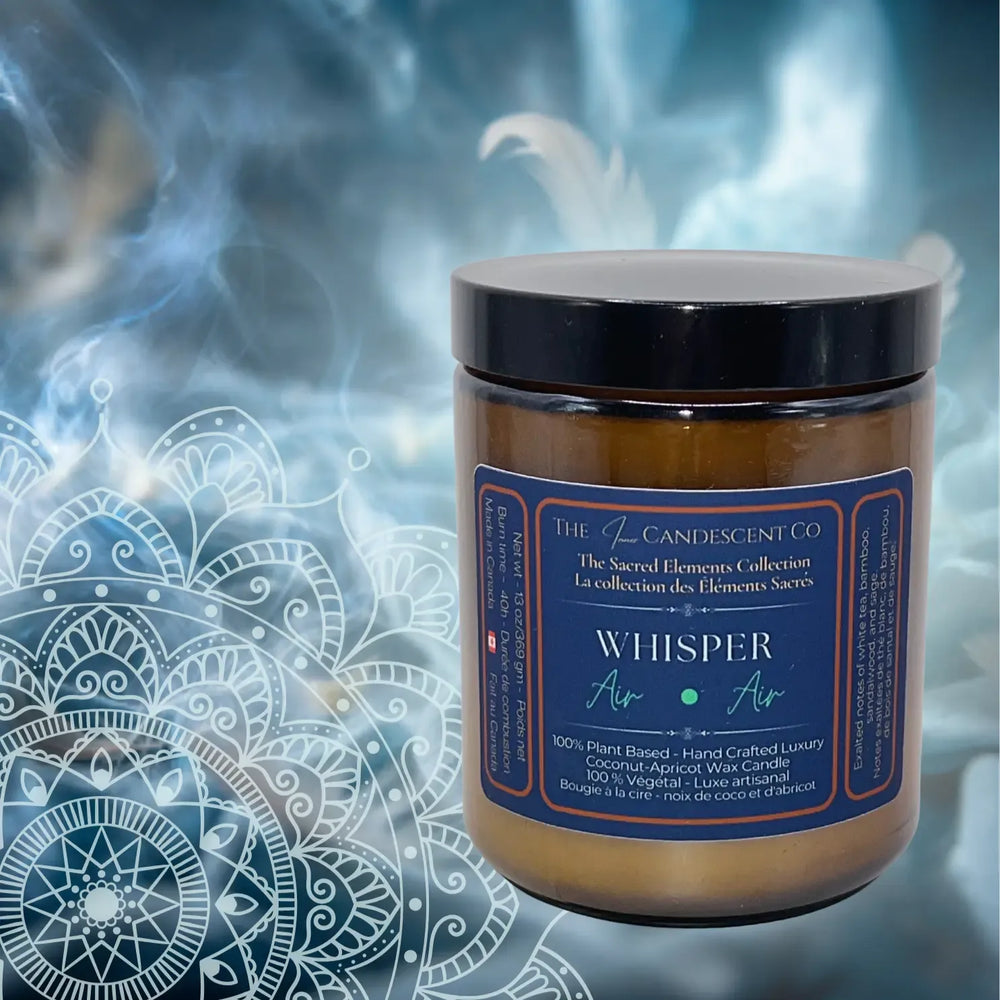 WHISPER — ÉLÉMENT AIR | Bougie luxueuse à la cire de noix de coco et d'abricot, fraîche et aérienne