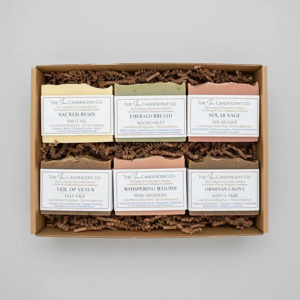 La Collection Candescent Cleanse Bar — Savons Artisanaux de Luxe — Ensemble d'Huiles Essentielles