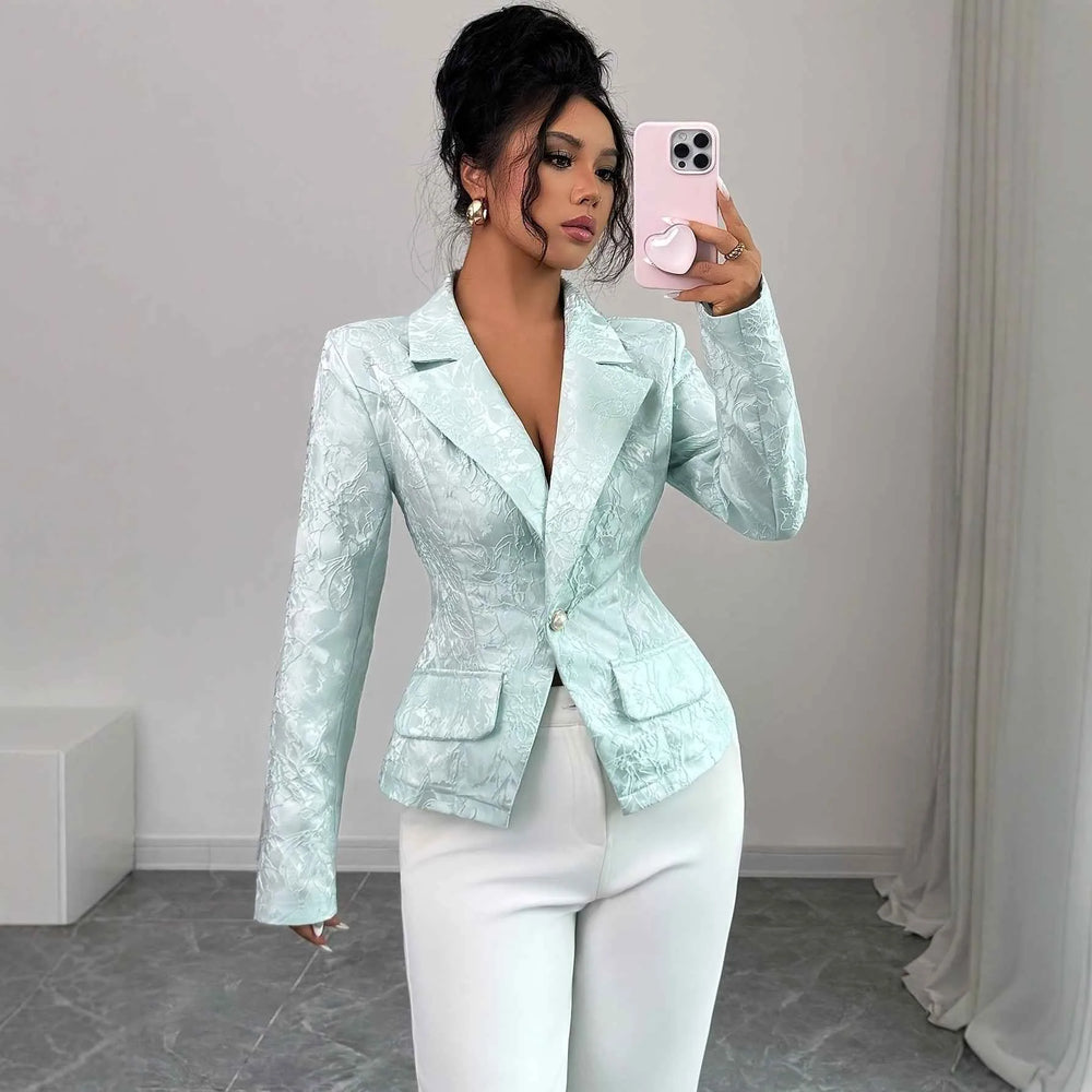Women’s Embroidered Patchwork Blazer – Casual Lapel Single-Breasted Fashion Jacket