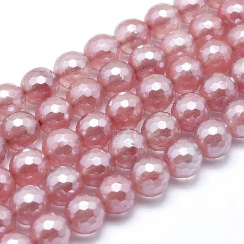 Perle de verre facettée plaquée d'électroplacage de quartz cerise