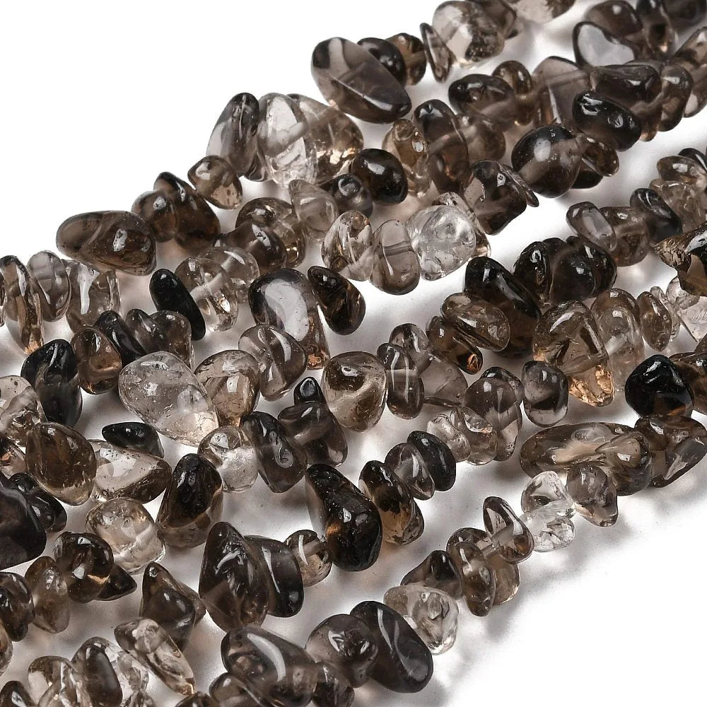 Perles en quartz fumé naturelles en éclats