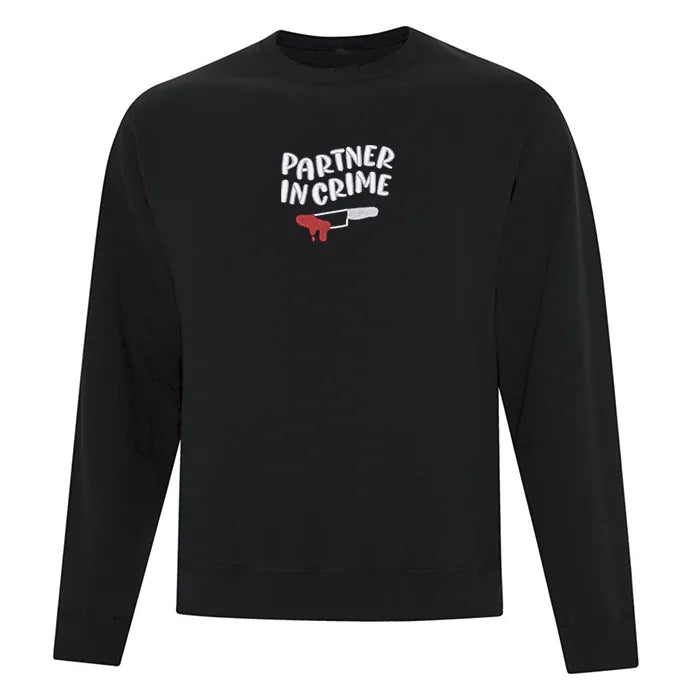 Embroidered "Partner in Crime" Crewneck