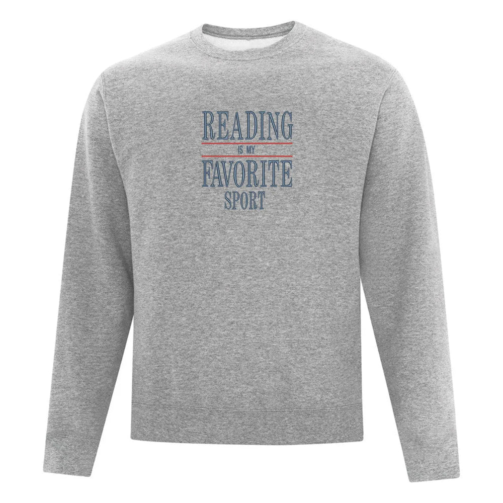 Chandail à col rond "Reading is my favorite sport" brodé