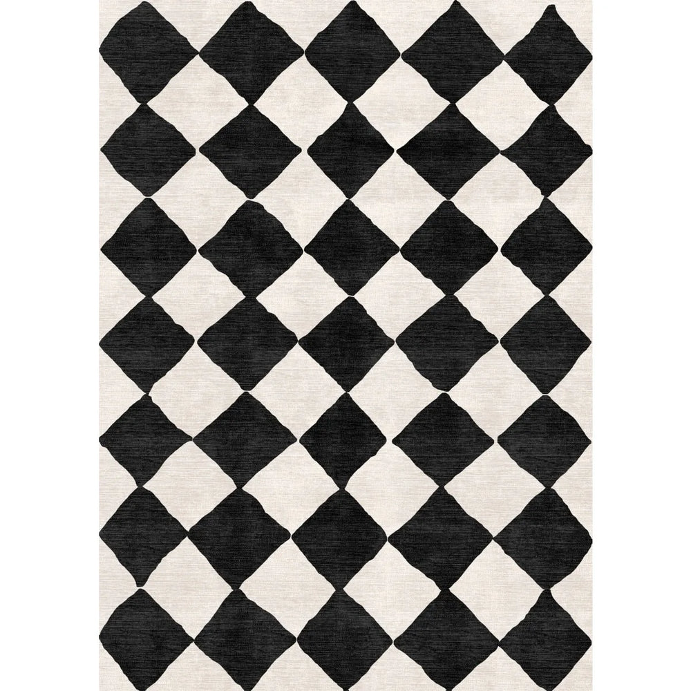 Trestres Checkered Black & Ivory Rug