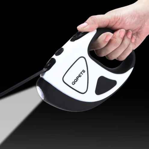 Laisse rétractable automatique pour chien avec éclairage LED de sécurité nocturne