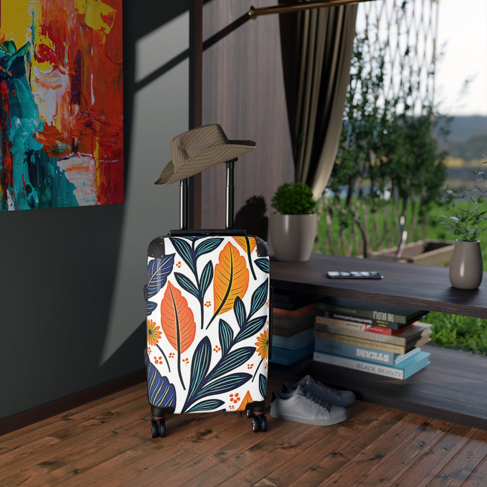 Valise de cabine à motif de feuilles florales — Bagage de voyage botanique et coloré