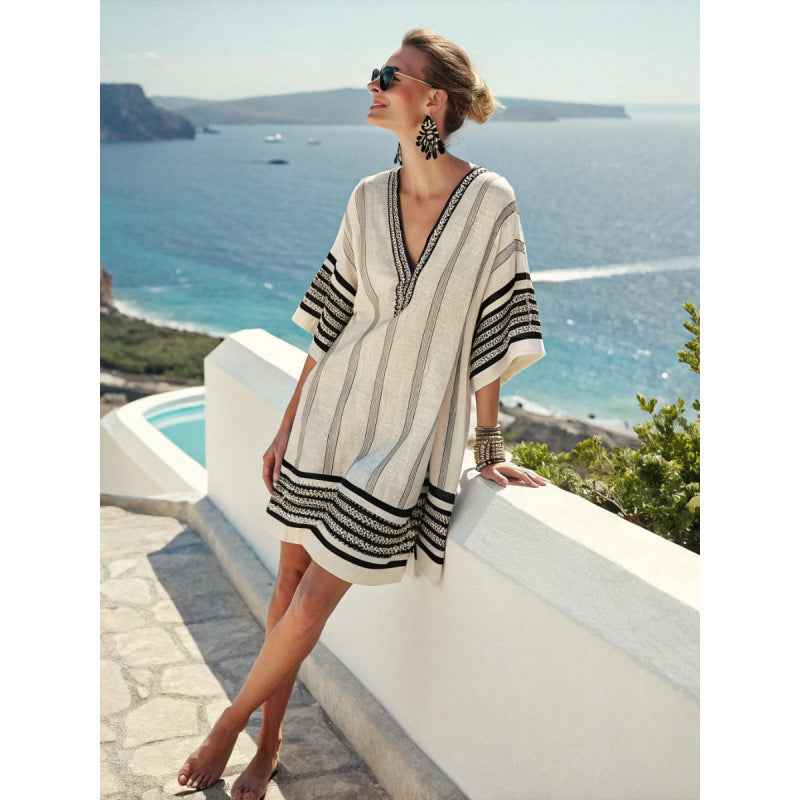 Beach Vacation Beach Dress Printed Loose Midi Dress