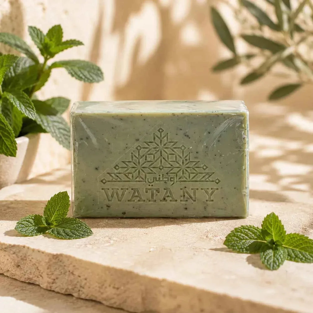 Savon à l'huile d'olive et à la menthe Nabulsi palestinien fait à la main à Naplouse