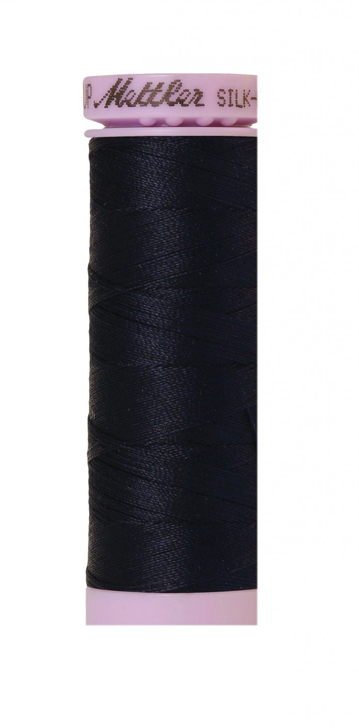 Fil de coton uni Mettler Silk-Finish 50wt 164 vg/150 m Bleu Foncé