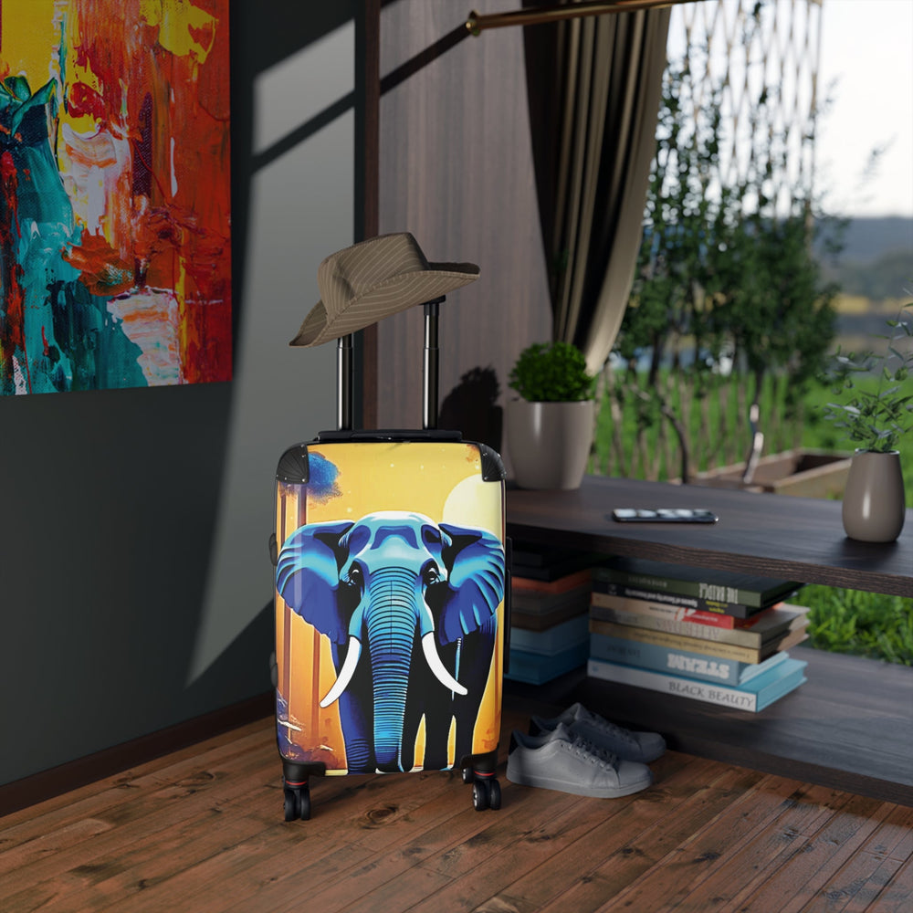Valise Coucher de soleil Éléphant — Bagage de voyage éclatant avec motif d'éléphant bleu