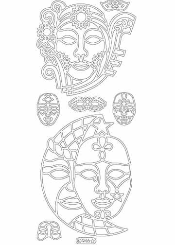 Autocollants décoratifs - Masques/Lune