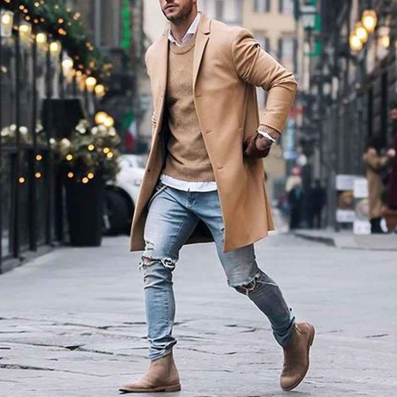 Trench-coat long d'hiver pour hommes