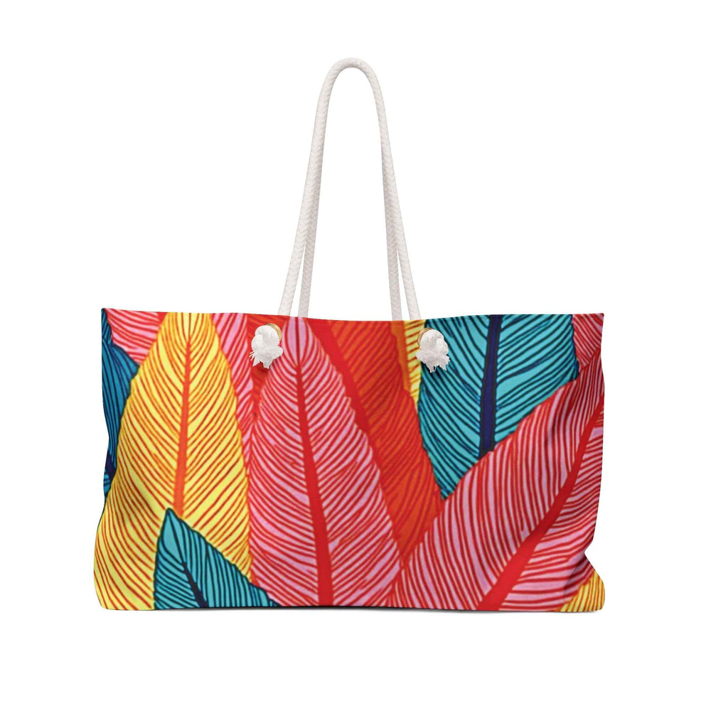 Sac de fin de semaine à plumes tropicales colorées | Fourre-tout de plage | Grand sac fourre-tout | Sac d'essentiels pour maman et bébé