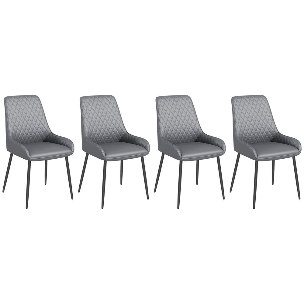Chaises de salle à manger modernes en cuir vegan Blake avec capitonnage losange - Lot de 4 - Gris
