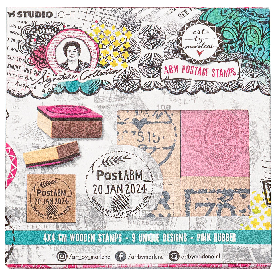 ABM Tampons en Bois, Tampons en Caoutchouc Collection Signature 120x120x23mm 9 pièces nr.595