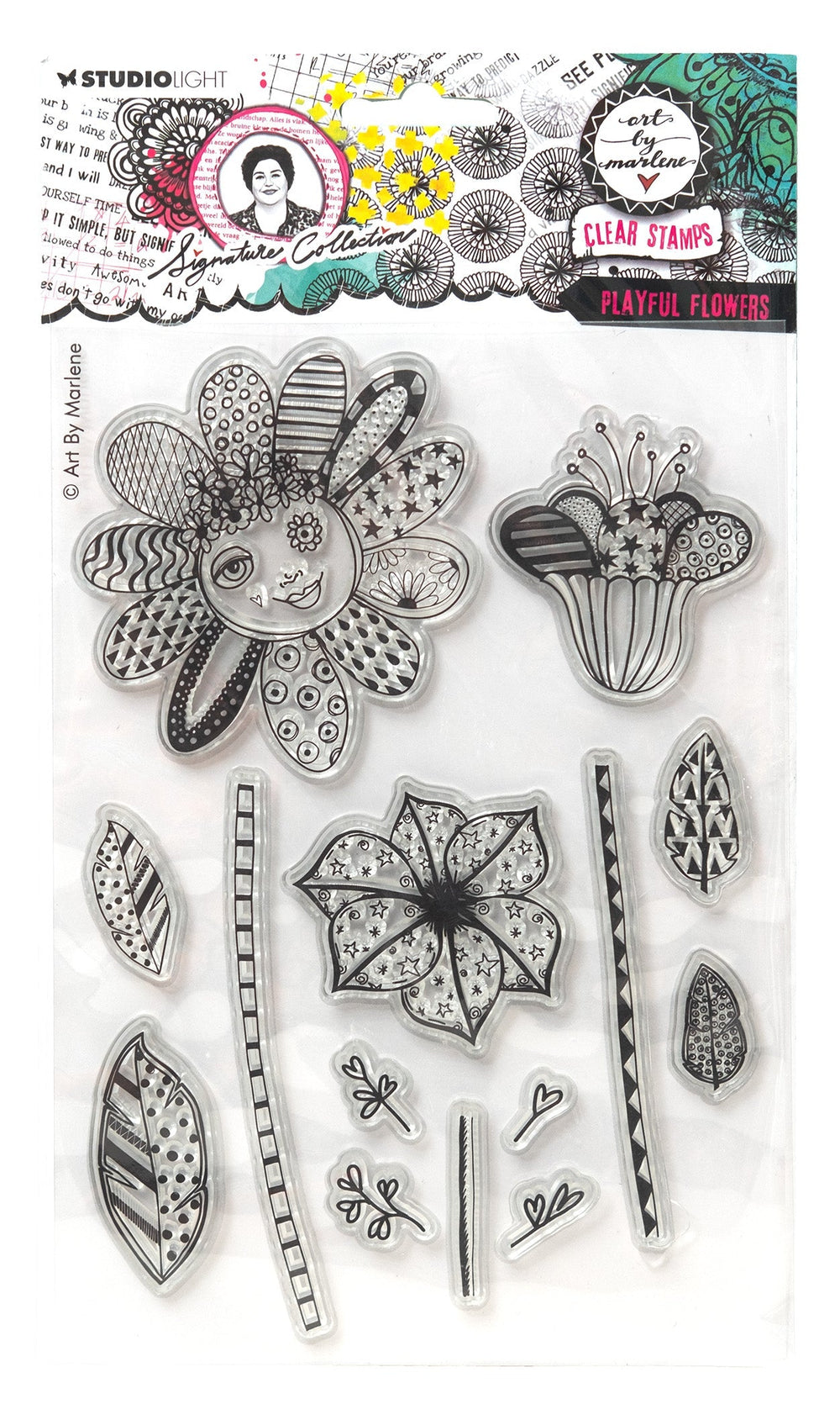ABM Clear Stamp Fleurs ludiques Collection Signature 14 pièces