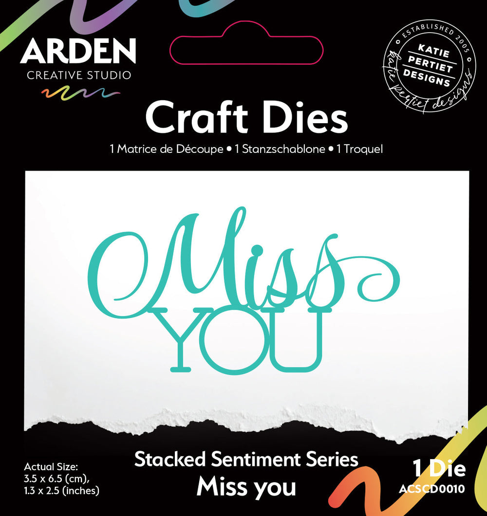 Arden Creative Studio Sentiment Series Stacked Miss You Craft Die