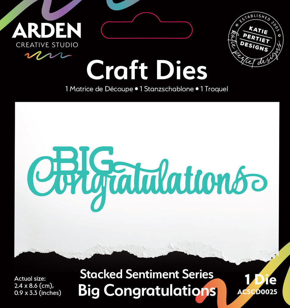 Matrice de découpe Arden Creative Studio Sentiment Series "Big Congratulations" empilée