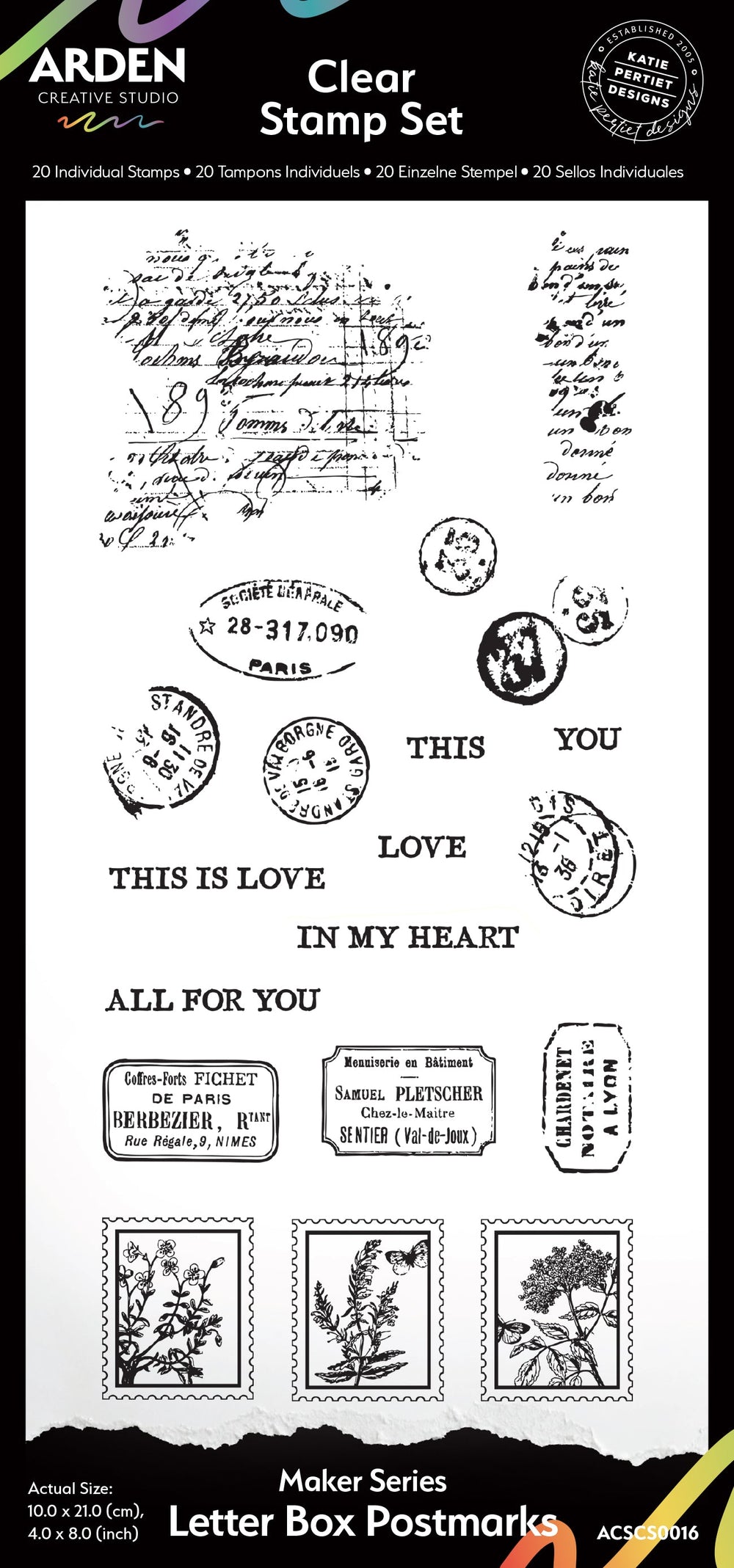 Arden Creative Studio Maker Series Letter Box Postmarks 4in x 8in Clear Stamp Set — Ecstasy Crafts