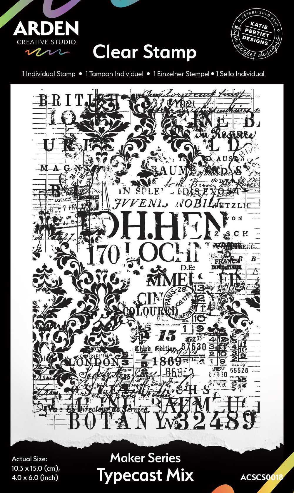 Arden Creative Studio Maker Series Typecast Mix 4in x 6in Background Stamp