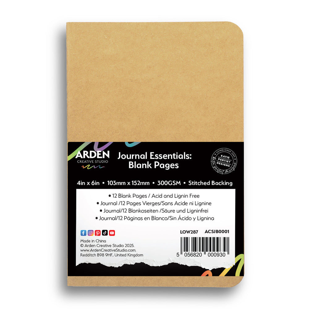 Arden Creative Studio Journal Essentials : Journal cousu 10 x 15 cm, pages vierges