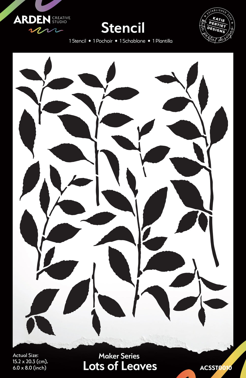 Pochoir Arden Creative Studio Maker Series « Feuilles » 15 x 20 cm