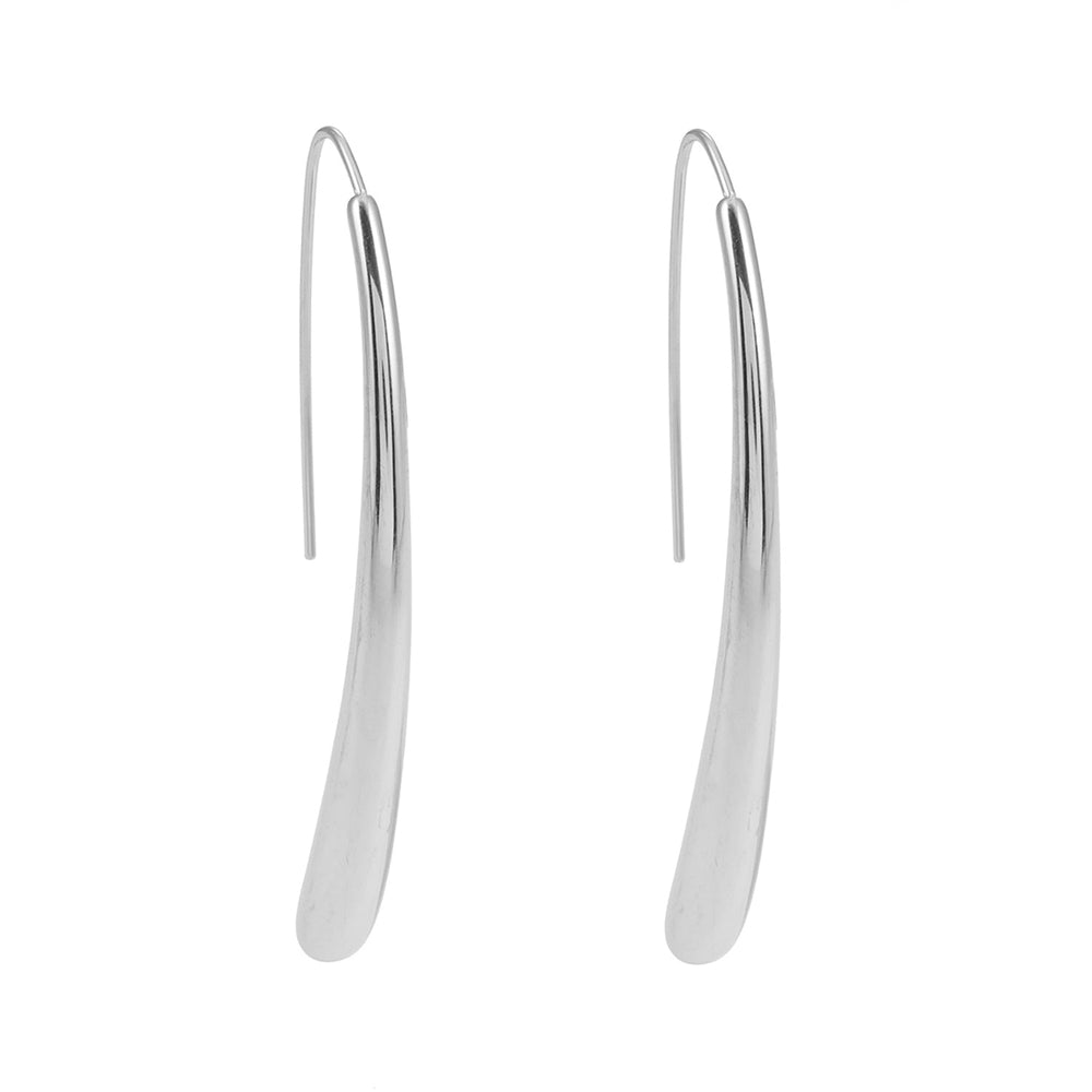 Style ADARA Or Blanc (Ton Argenté) : Élégance Abstraite. Boucles d'oreilles Géométriques Avant-Gardistes