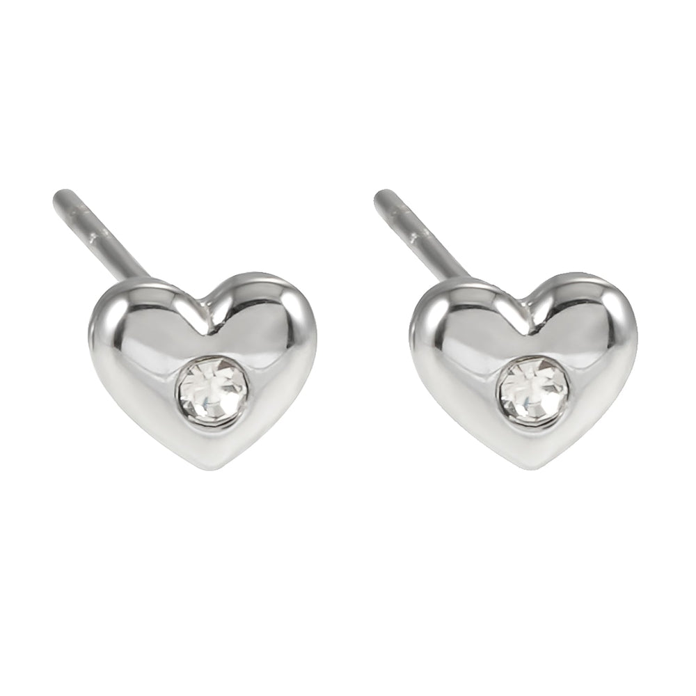ADORE : Clous d'oreilles en forme de cœur argenté avec zircone cubique (CZ)