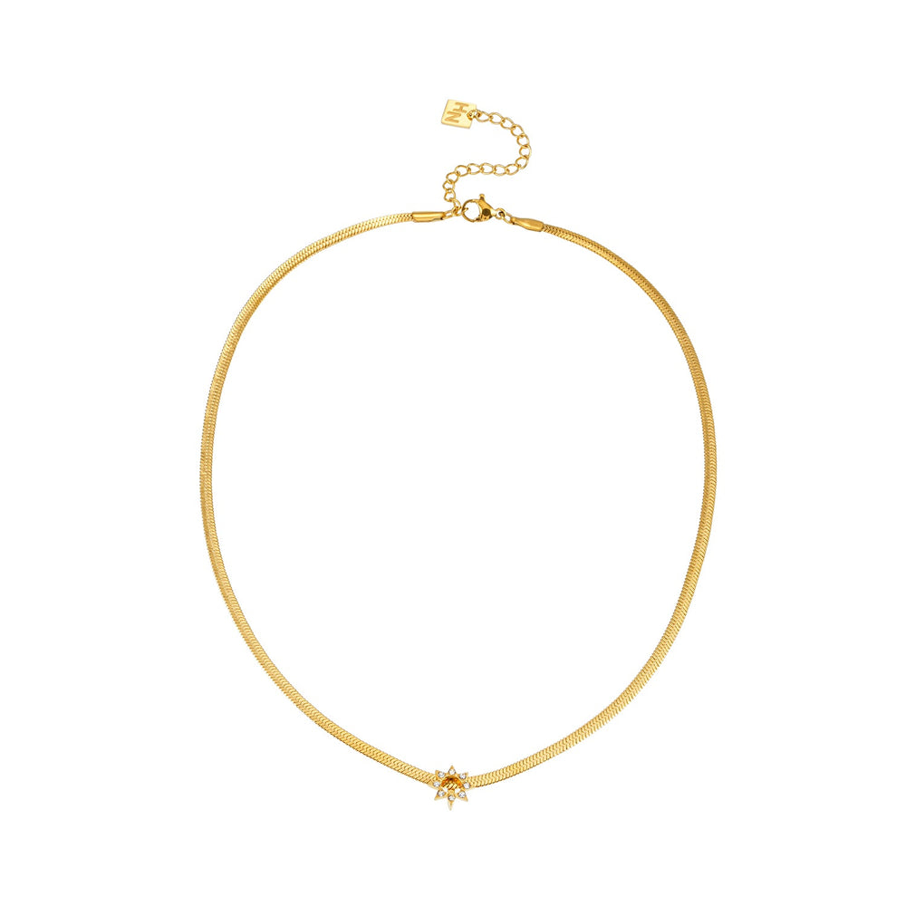 AGULHAS Or : Élégance Céleste - Collier Serpent avec Étoile Incrustée de Zirconia