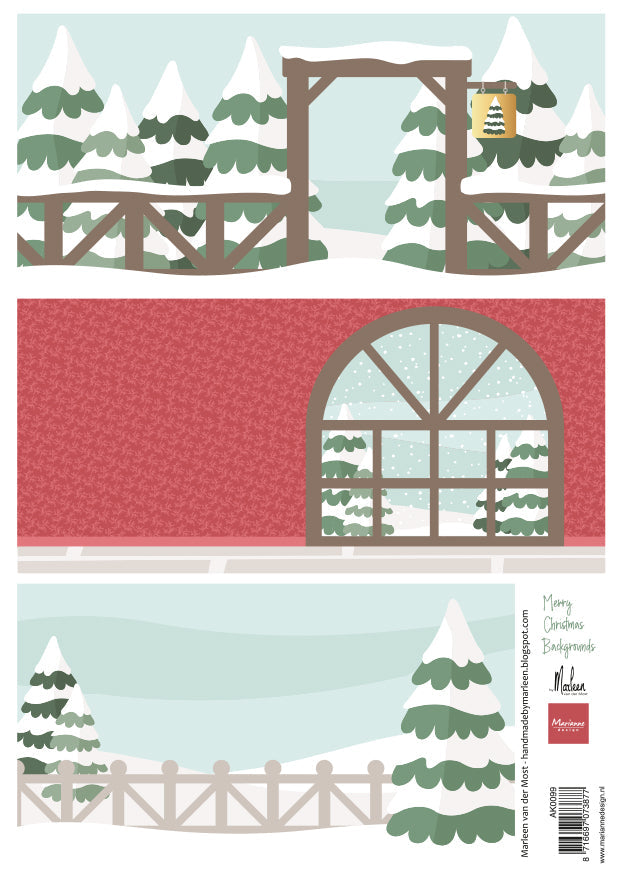 Marianne Design Feuille de découpe A4 - Fonds Joyeux Noël par Marleen
