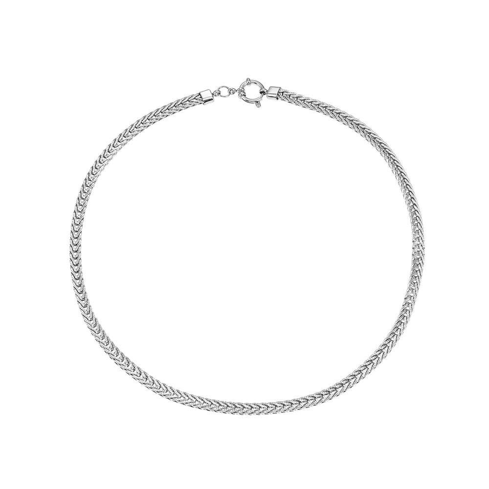 ALICE Argent (Or Blanc) : Collier à Maillons Épais avec Pendentif Fermoir Anneau